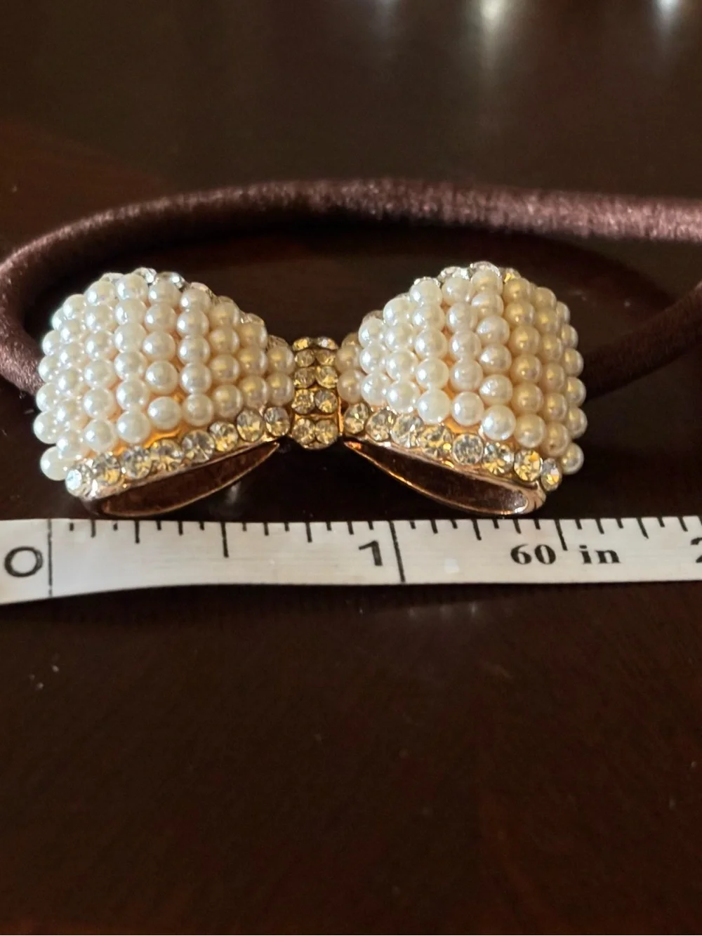 Pearl & Crystal Bow Hair Tie - Elegant Ivory Hair Accessory